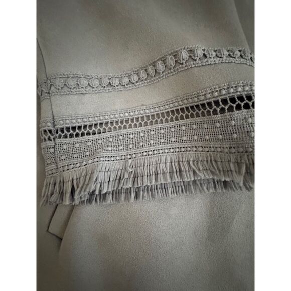 NWT Women's Mark New York long fringed cardigan, Granite, Large. - Picture 8 of 9